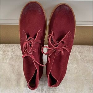 Beek Two Birds Bunting Chukka Booties Boots Handmade Burgundy Sz 7.5 EUC!